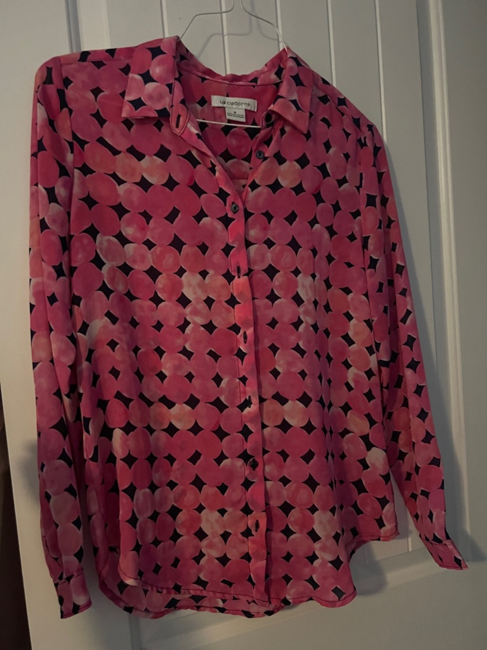 Liz Claiborne Pink and Black Geometric Blouse